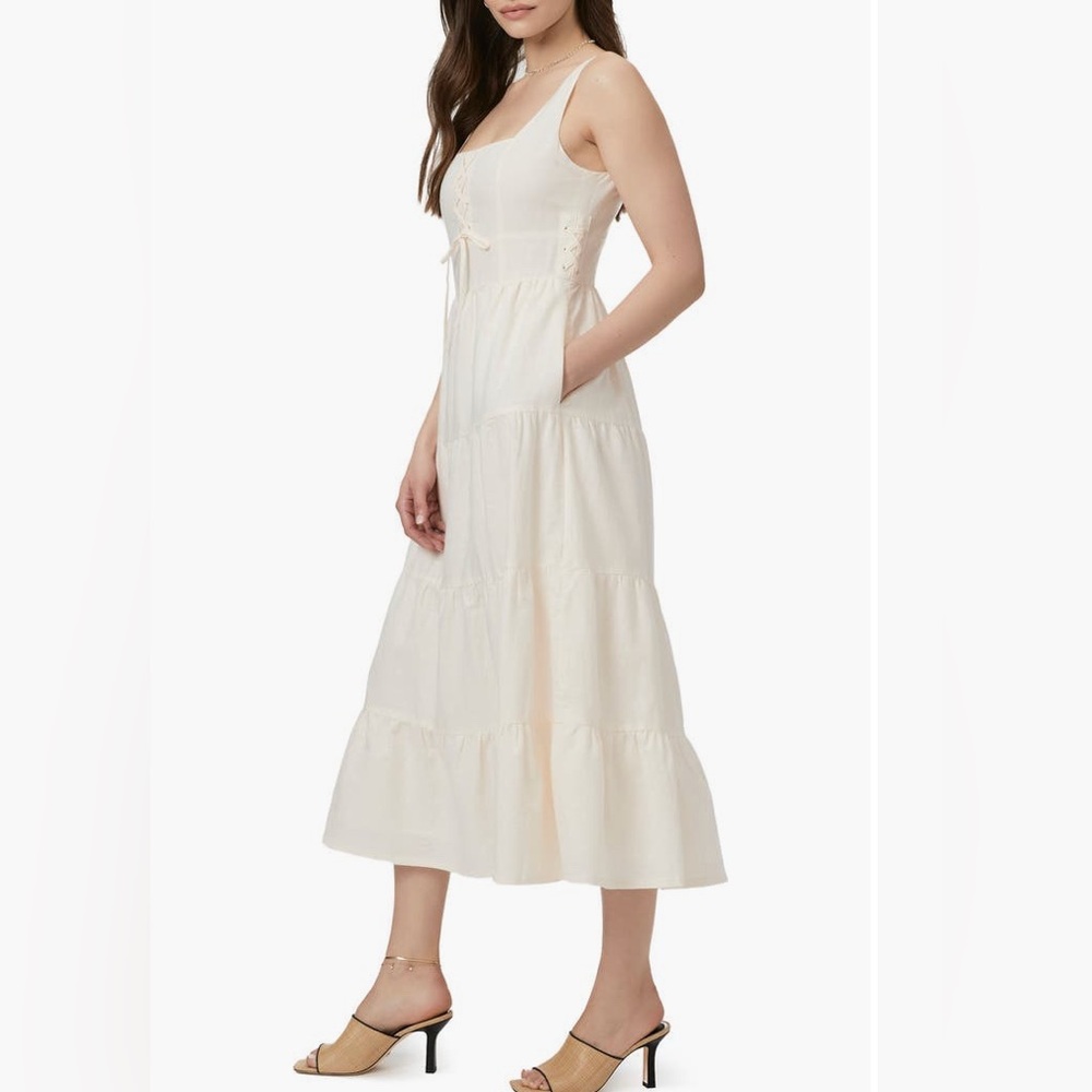 Paige Ophelia linen and cotton Cream Sleeveless Midi Dress NWT - Picture 3 of 8